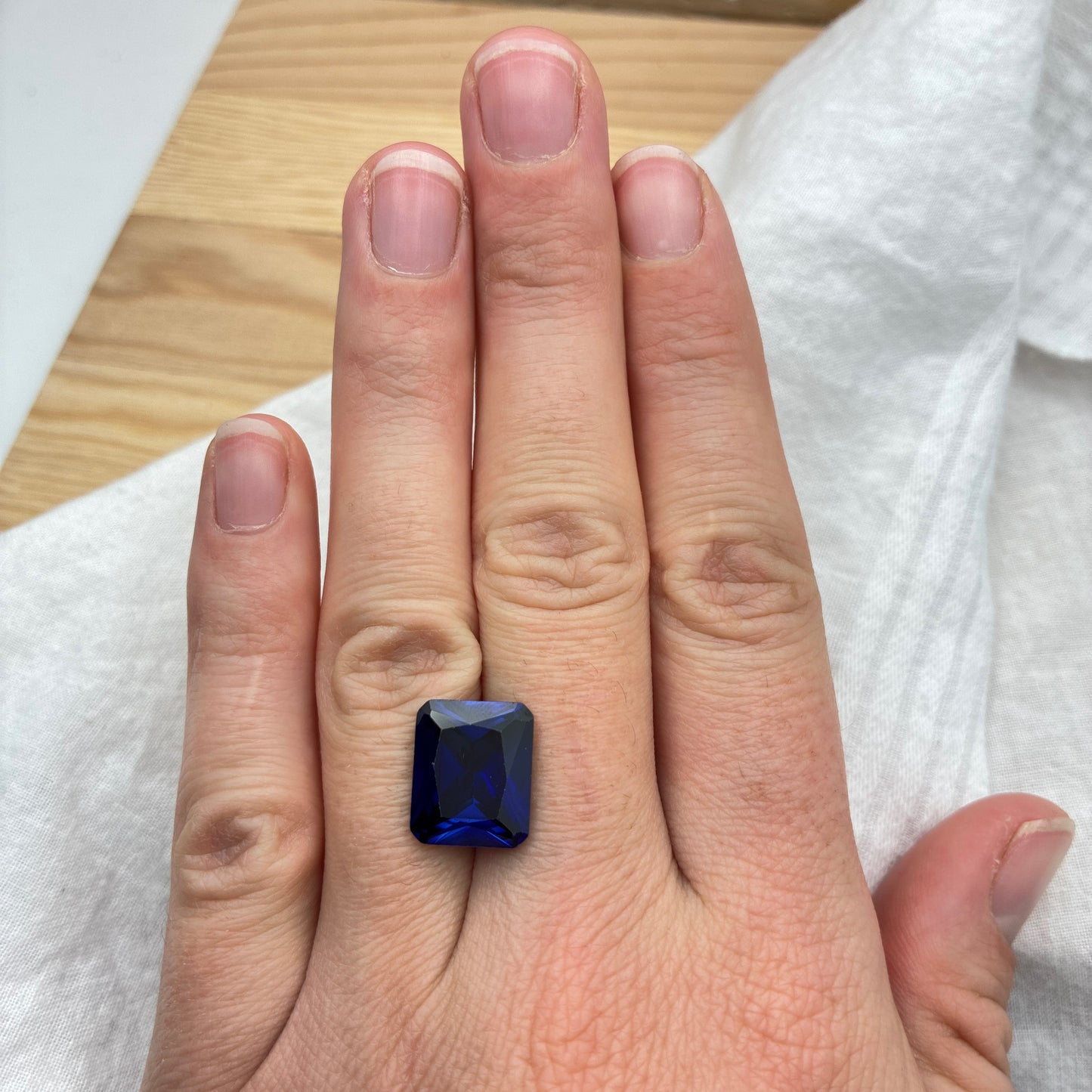 13x11mm Dark Blue Lab Sapphire 9 carat Radiant Emerald Cut, Faceted Loose Gemstone