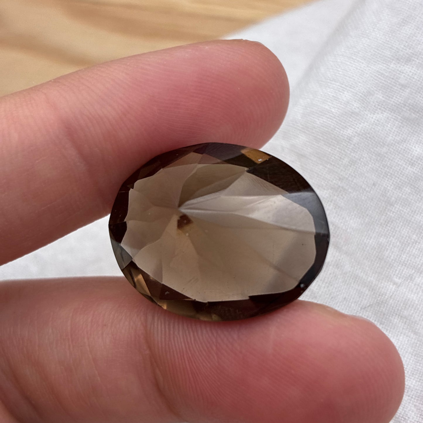 24.7x18.2mm Smokey Quartz 28 Carat Oval Cut, Faceted Loose Brown Gemstone