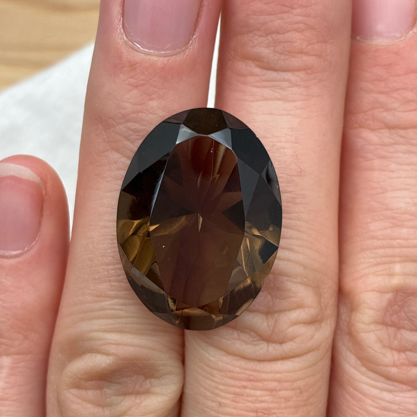 24.7x18.2mm Smokey Quartz 28 Carat Oval Cut, Faceted Loose Brown Gemstone