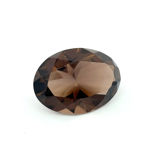 24.7x18.2mm Smokey Quartz 28 Carat Oval Cut, Faceted Loose Brown Gemstone