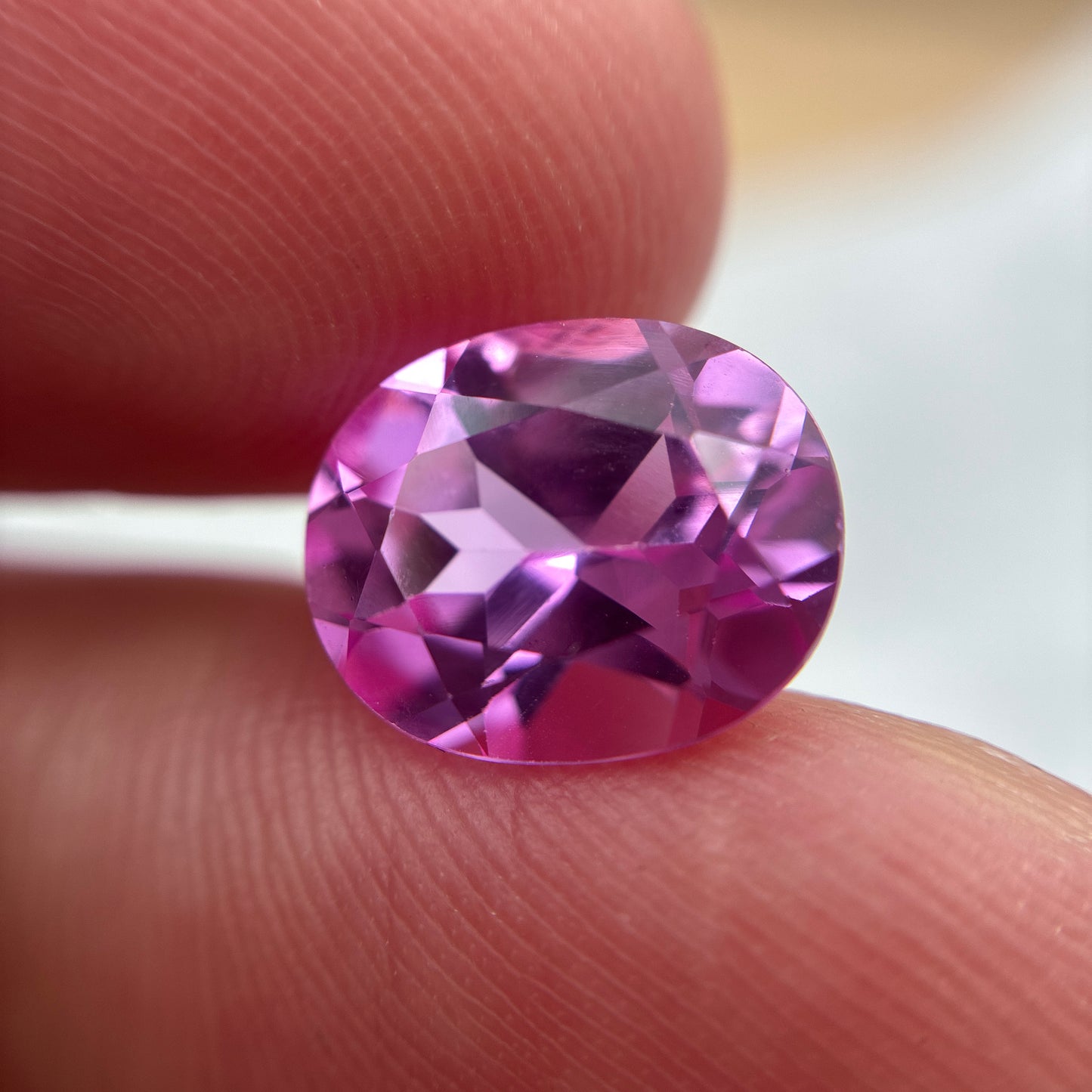11x9mm Pink Lab Sapphire Oval Cut 4 Carat, Faceted Loose Gemstone