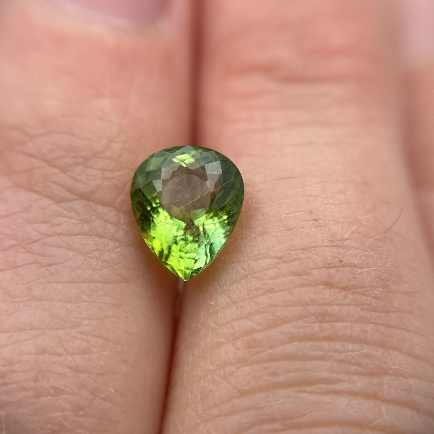 1.84ct Yellow-Green Tourmaline, 8.2x6.7mm Pear Cut