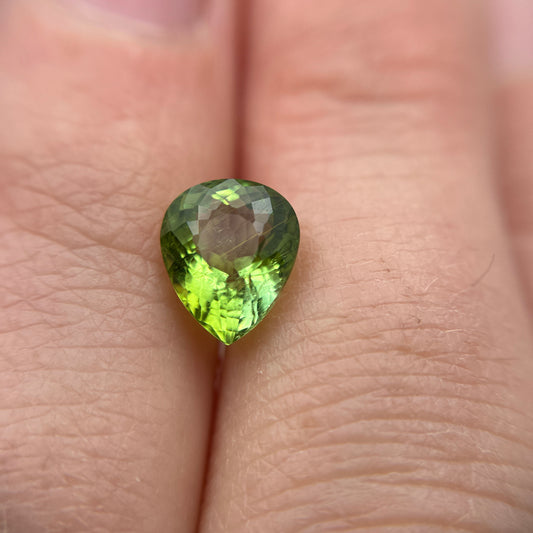 1.84ct Yellow-Green Tourmaline, 8.2x6.7mm Pear Cut