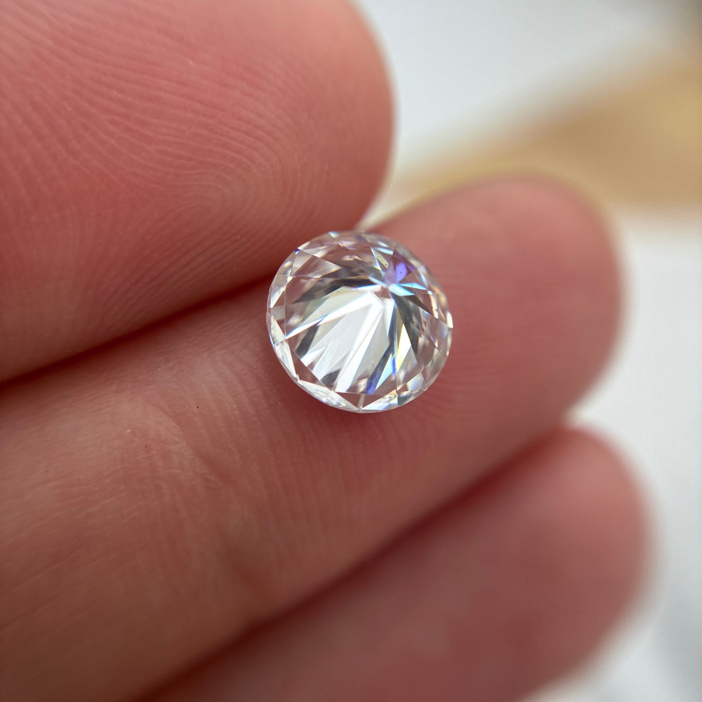 Recycled Preowned Forever One Moissanite 8mm round Laser Inscribed 1.72 carat