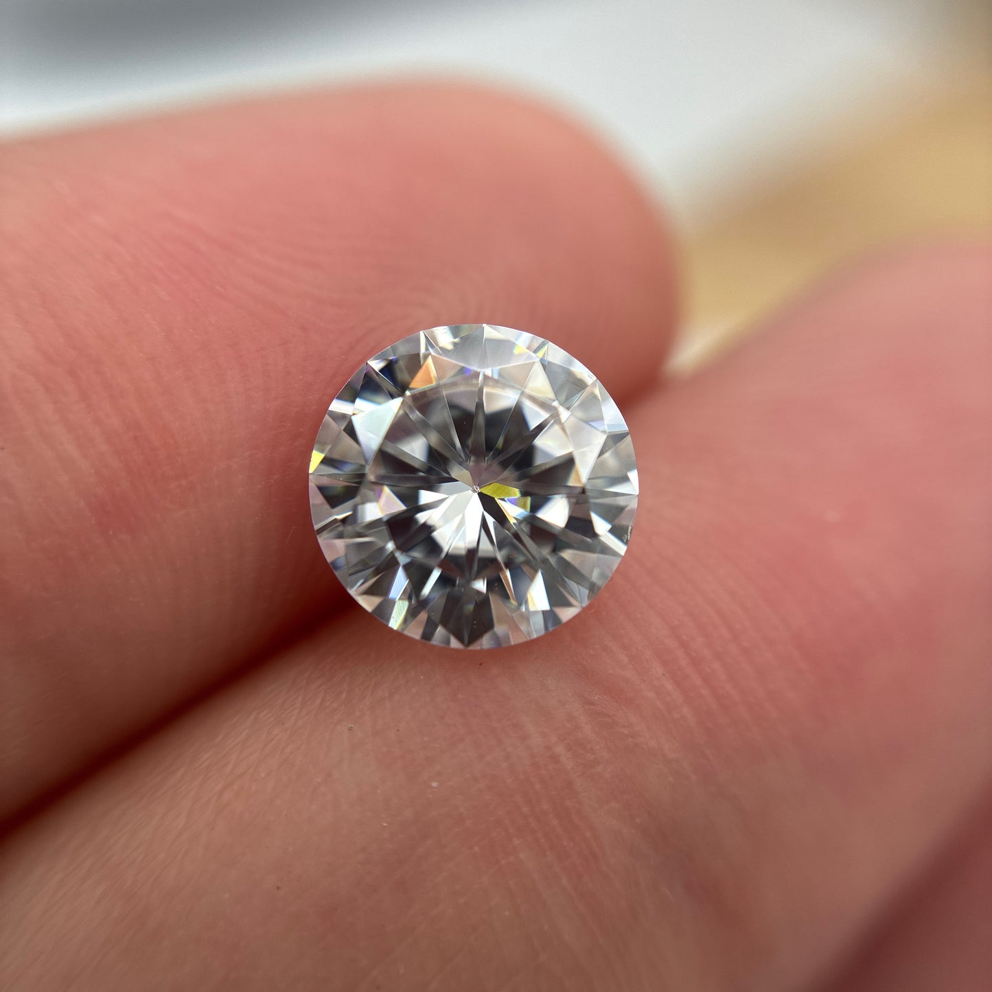 Recycled Preowned Forever One Moissanite 8mm round Laser Inscribed 1.72 carat