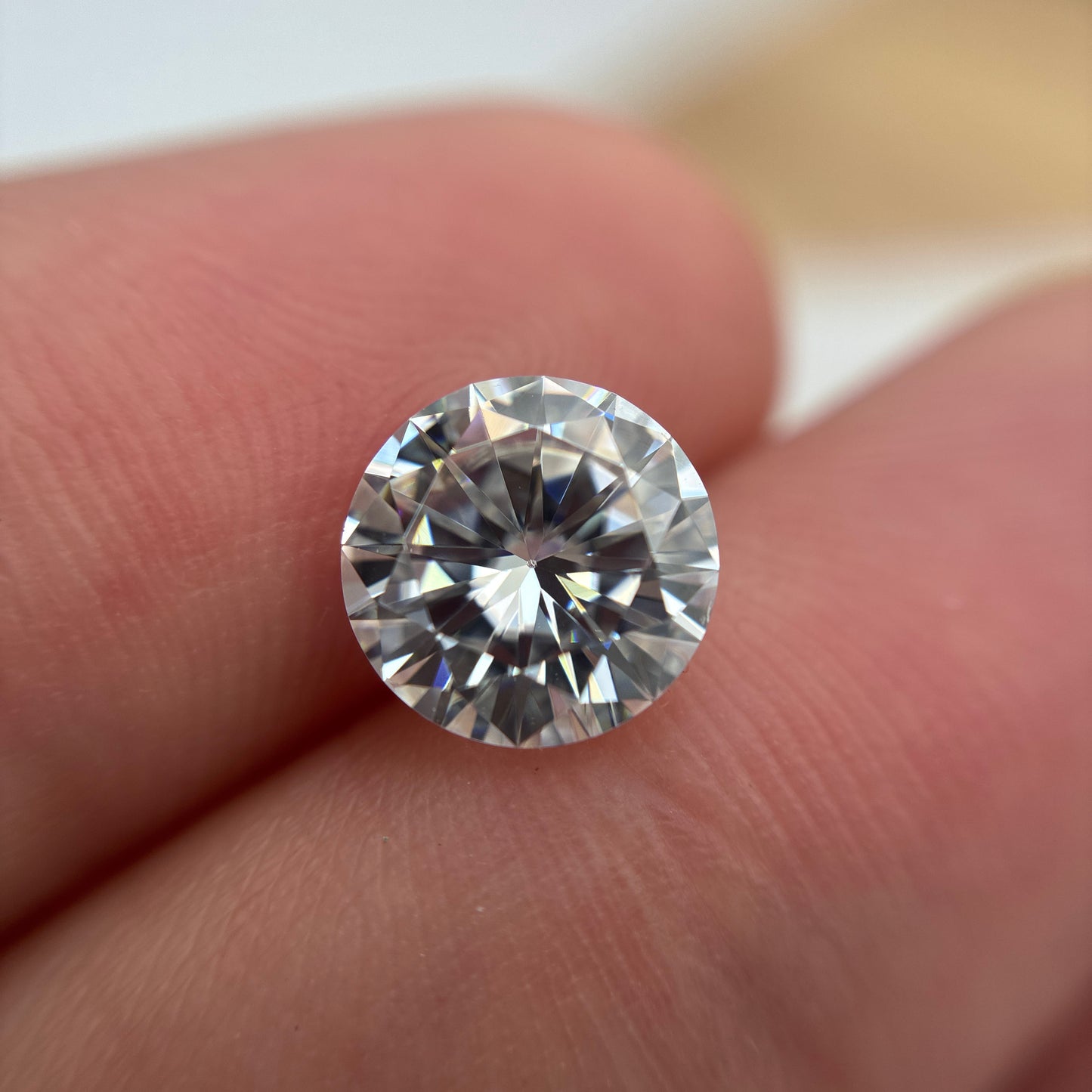 Recycled Preowned Forever One Moissanite 8mm round Laser Inscribed 1.72 carat