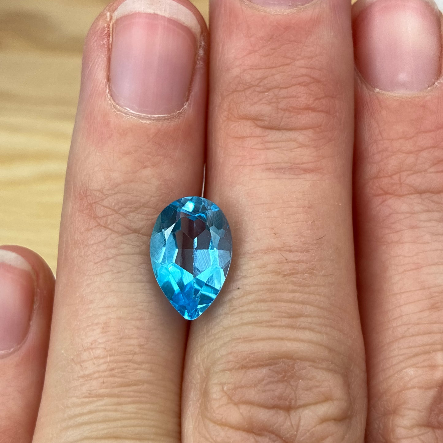 12x8mm Blue Topaz Loose Pear cut almost 4 carats Recycled Gemstone