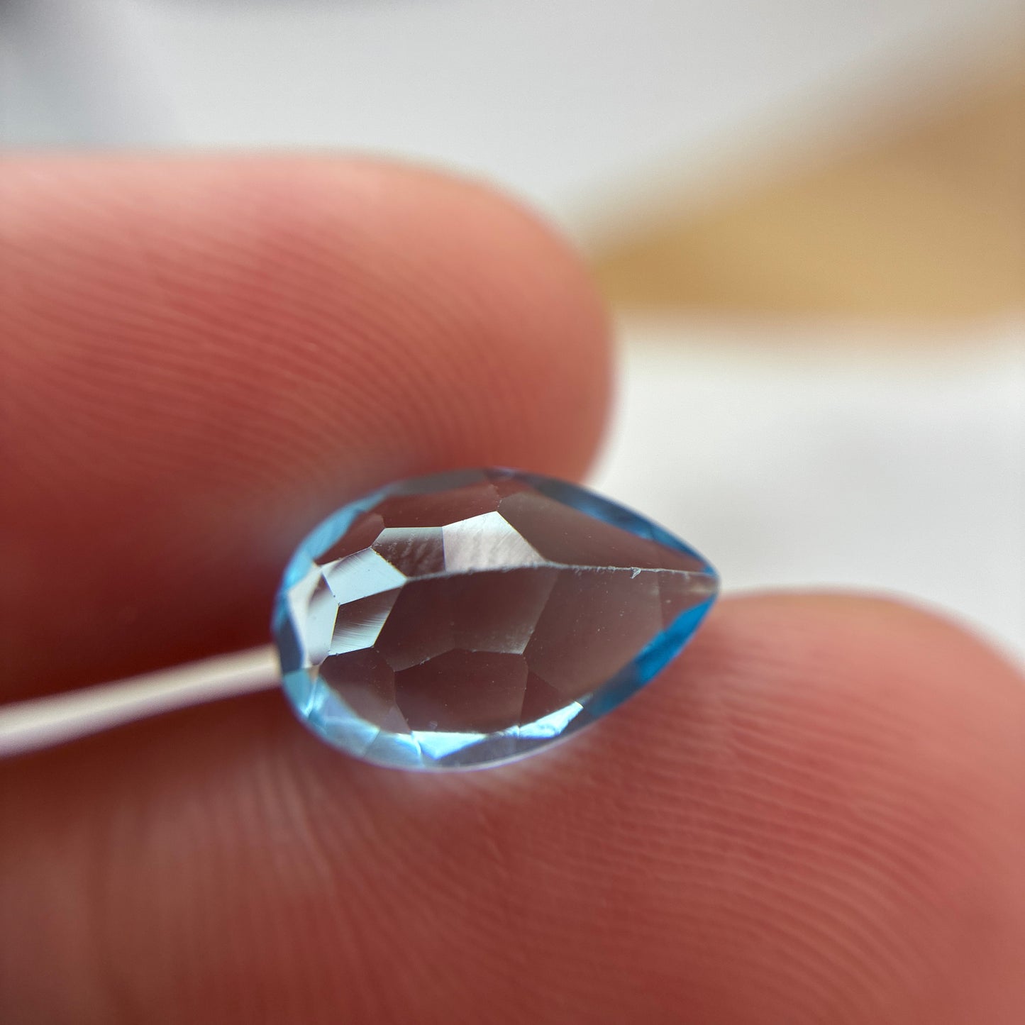 12x8mm Blue Topaz Loose Pear cut almost 4 carats Recycled Gemstone