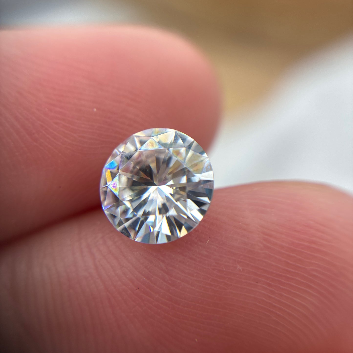 8mm Round Brilliant Cut Moissanite, Forever One 1.66 carat Loose Recycled Gemstone