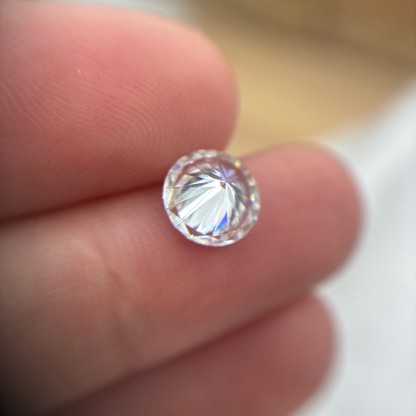 8mm Round Brilliant Cut Moissanite, Forever One 1.66 carat Loose Recycled Gemstone
