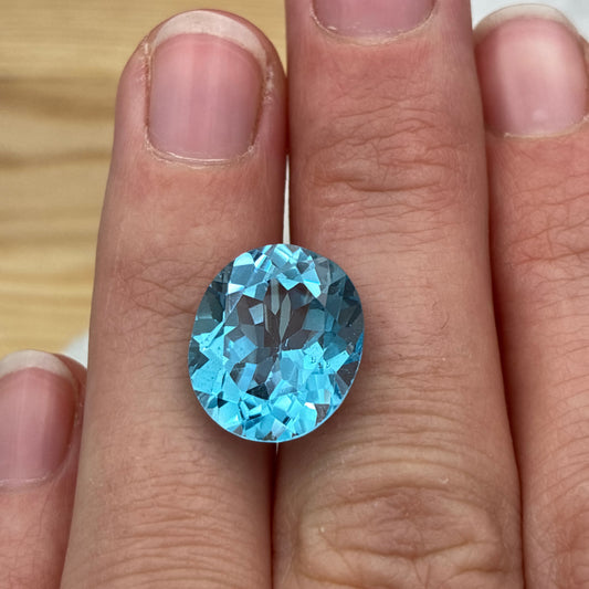 14x12mm Oval Blue Topaz, Loose 10 carat Recycled Gem