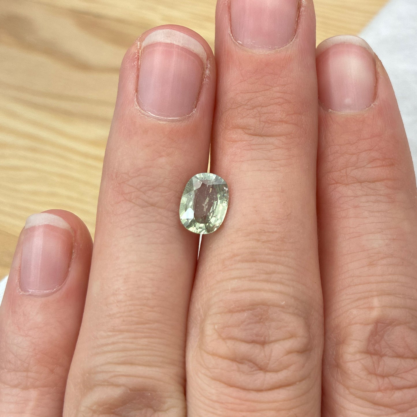 8x6mm Light Yellowish Green Natural Unheated Sapphire oval Loose Gemstone, 1.66 carat