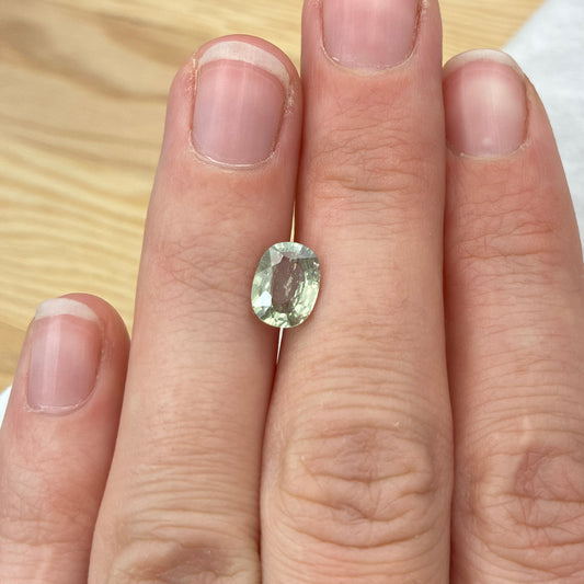 8x6mm Light Yellowish Green Natural Unheated Sapphire oval Loose Gemstone, 1.66 carat