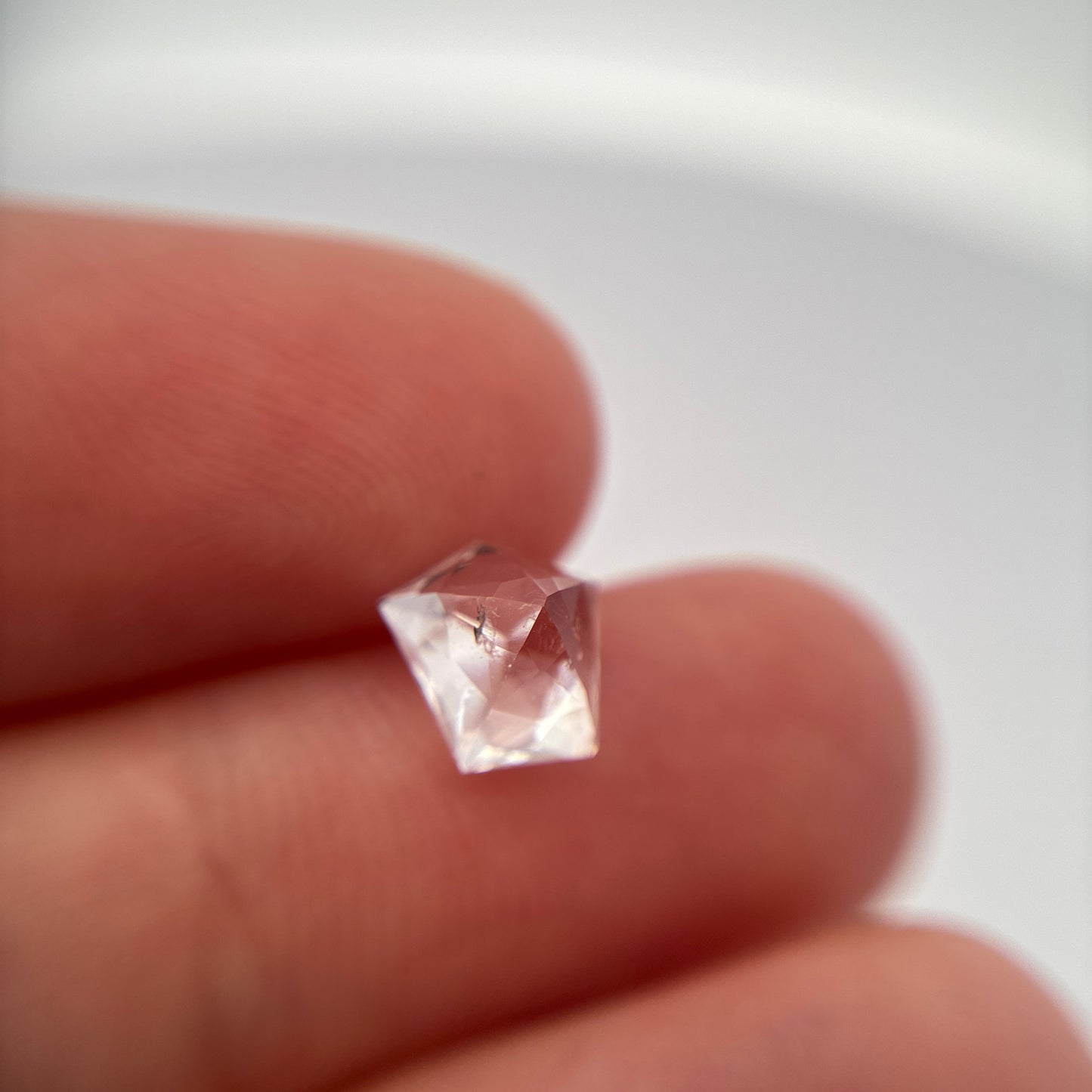Loose Goshenite Freeform Pentagon 7mm 1.53 carats loose very faint pink morganite