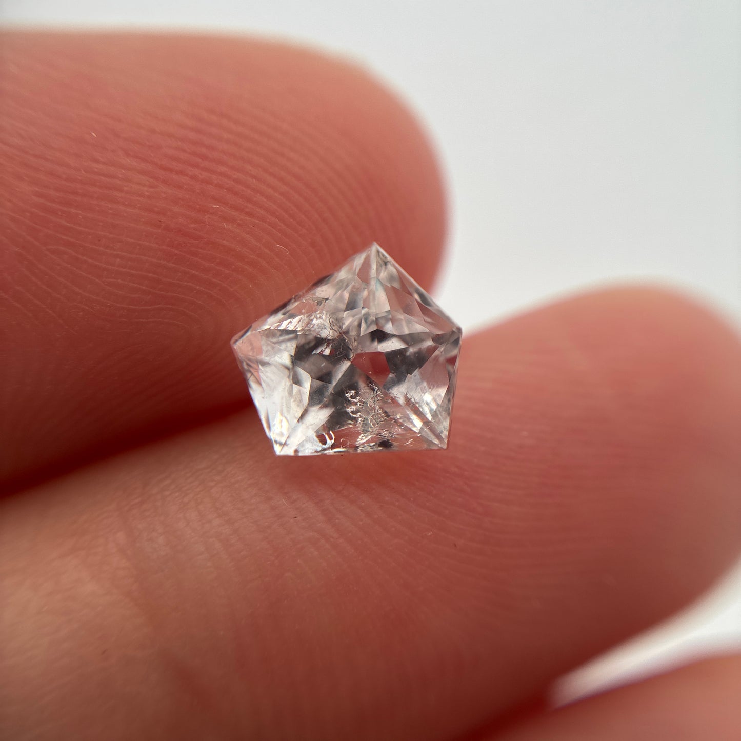 Loose Goshenite Freeform Pentagon 7mm 1.53 carats loose very faint pink morganite