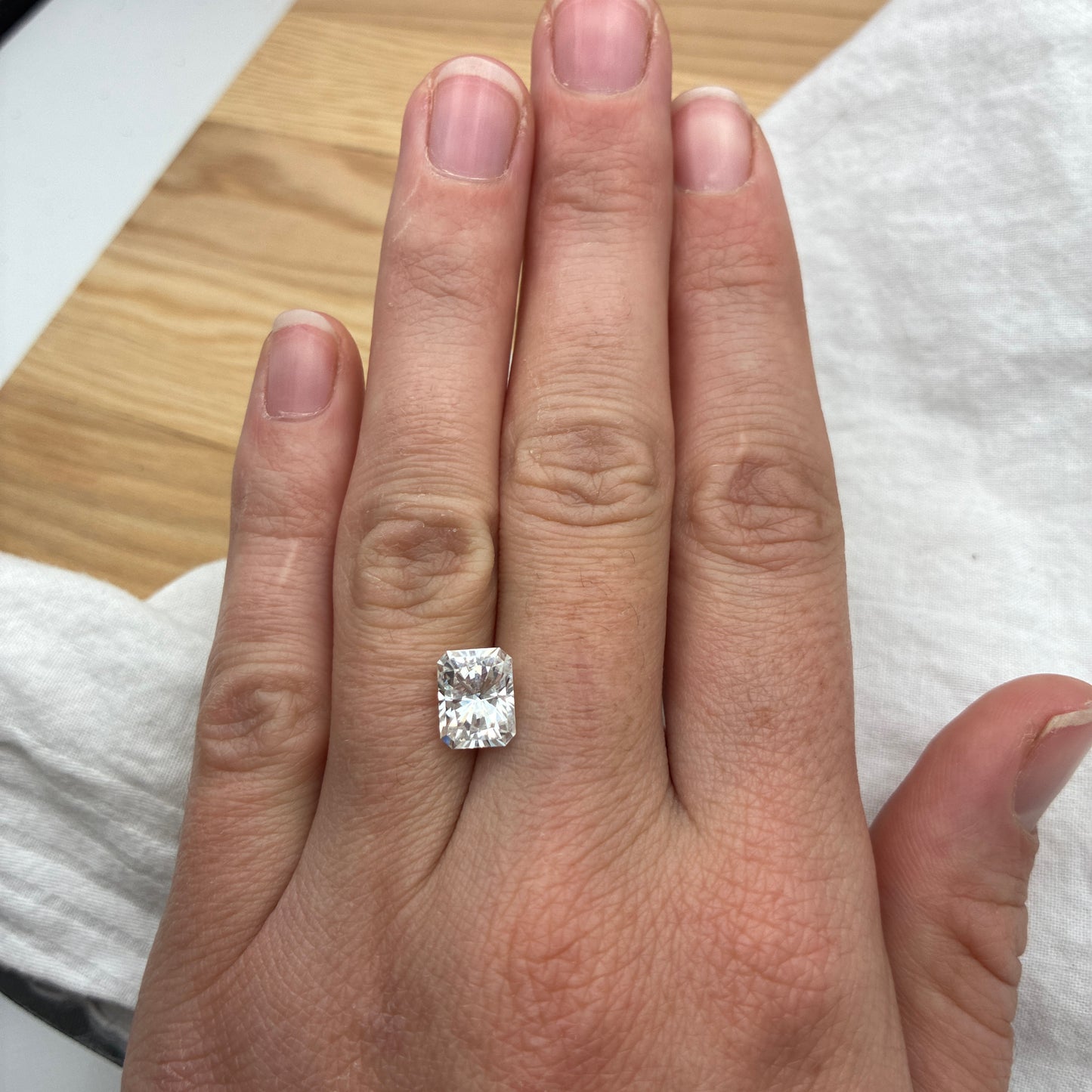 9x7mm Radiant Cut Rectangle Loose Forever One Moissanite Preowned 2.45 carats Stone