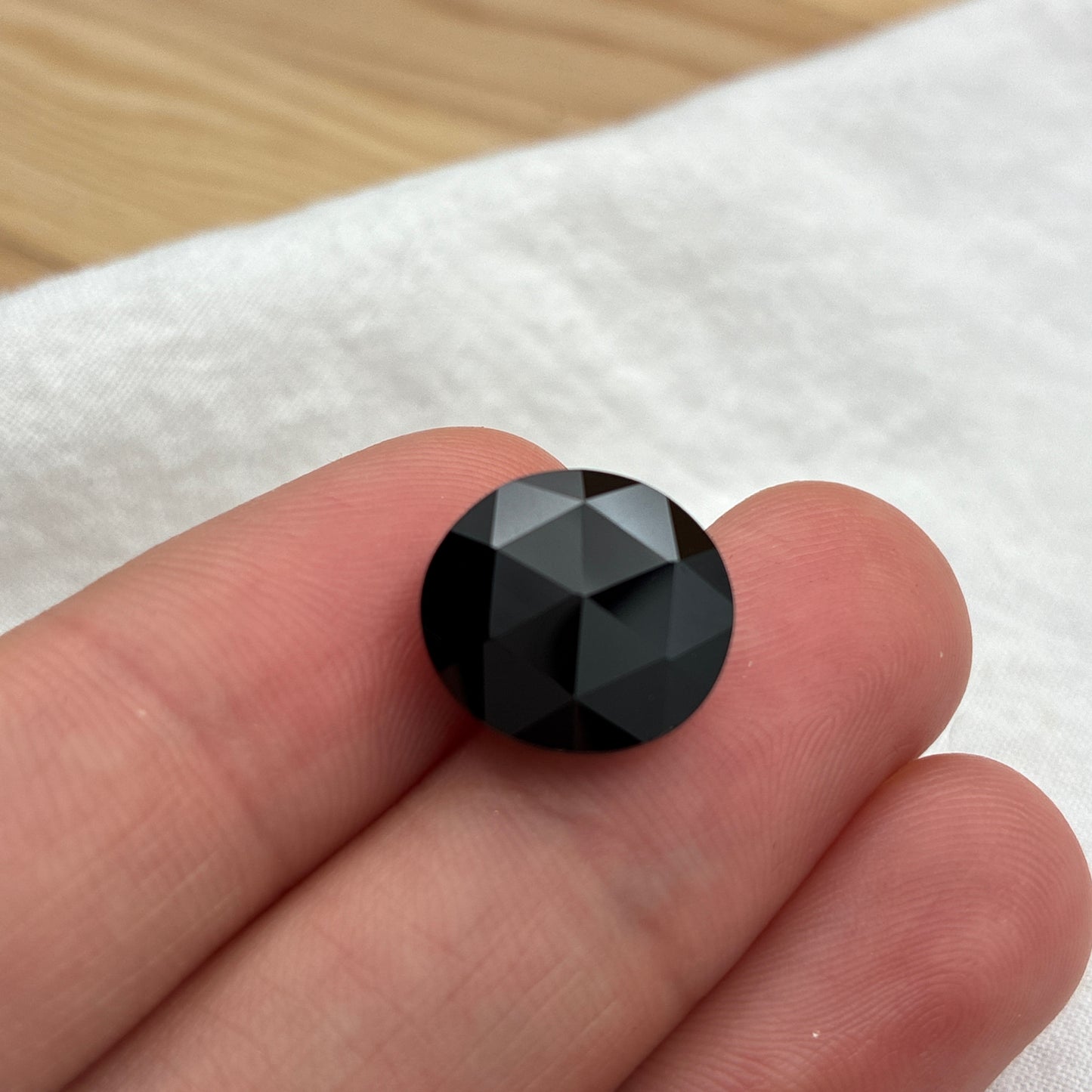 10 carat Black Tektite, Rose-Cut top 13x12.3mm Oval