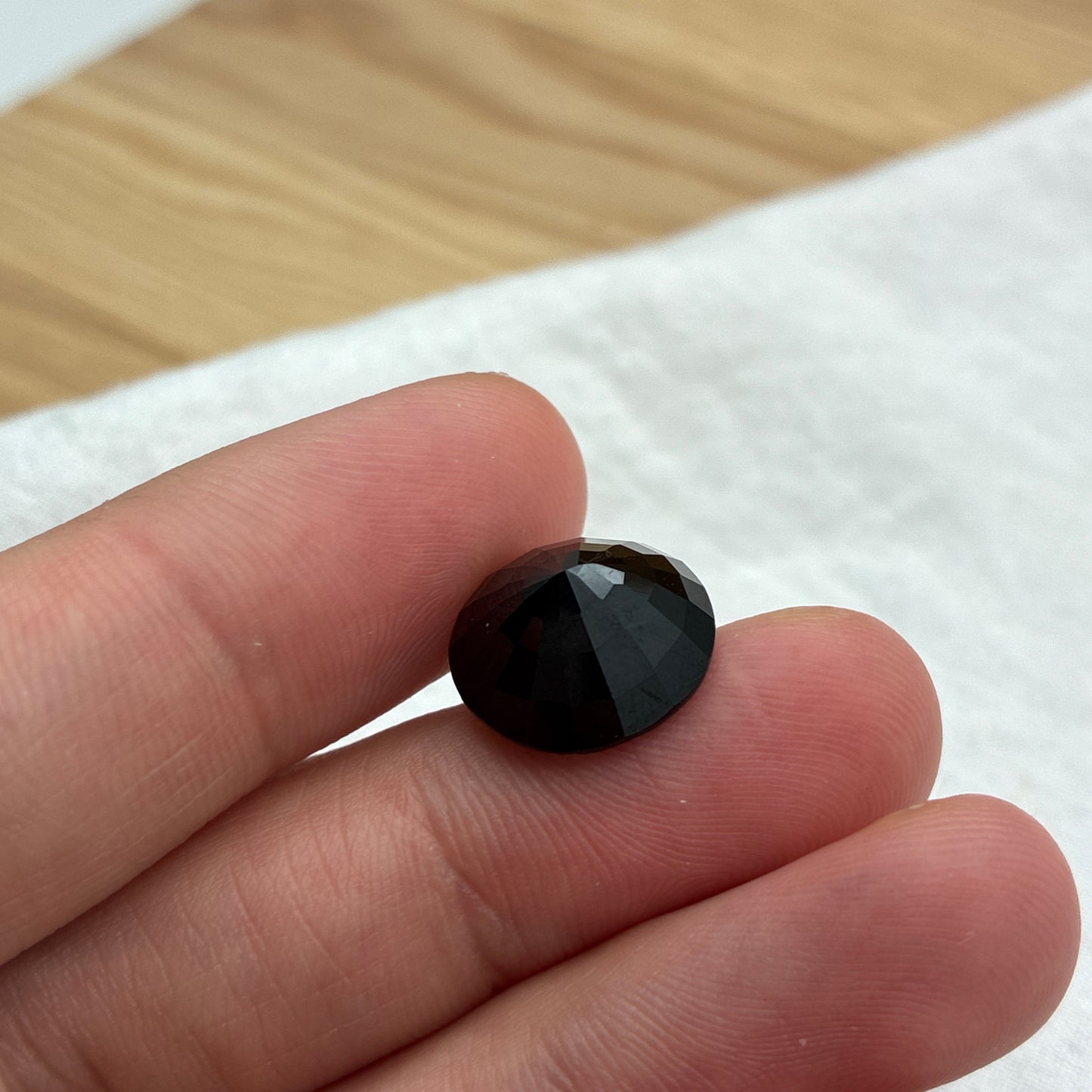 10 carat Black Tektite, Rose-Cut top 13x12.3mm Oval