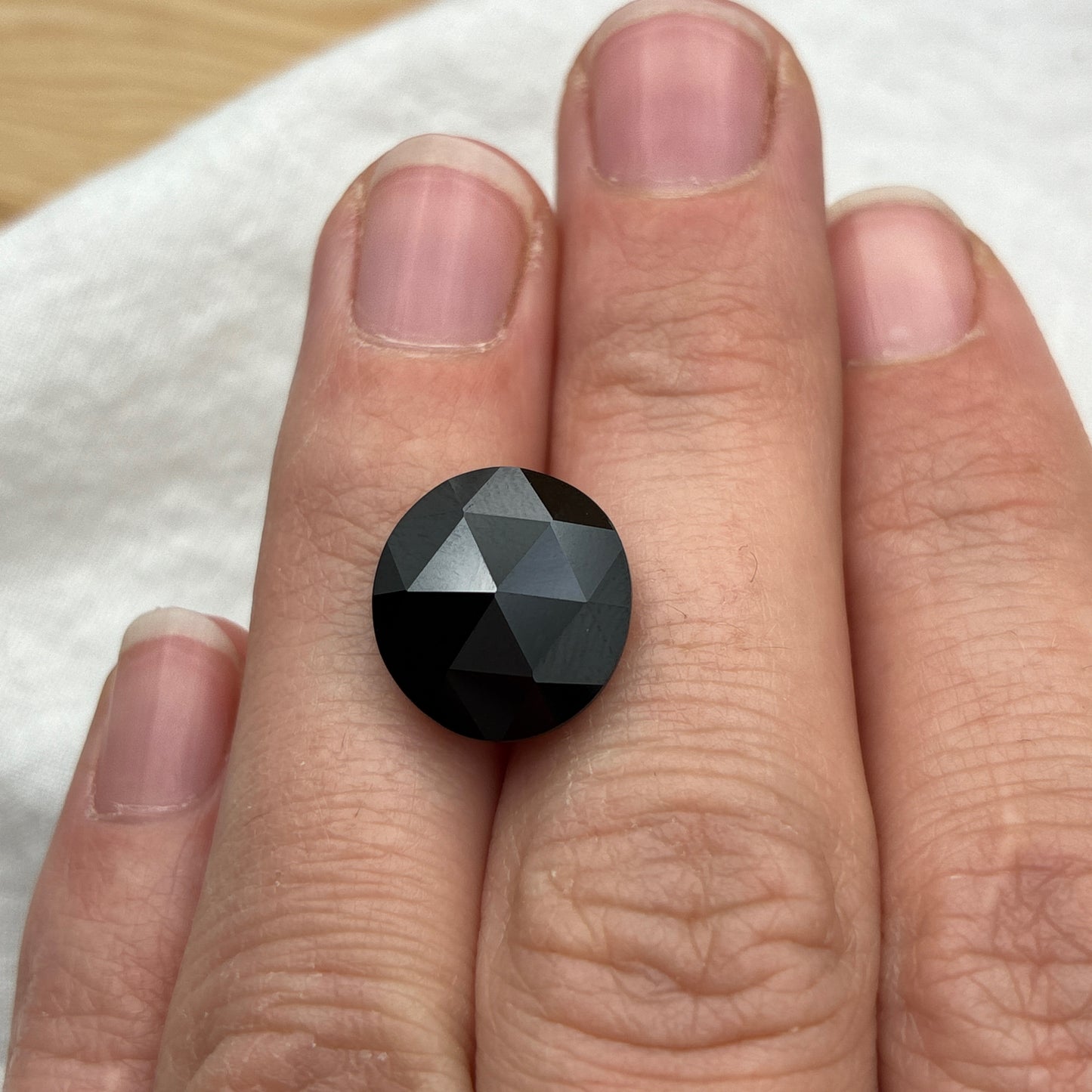10 carat Black Tektite, Rose-Cut top 13x12.3mm Oval