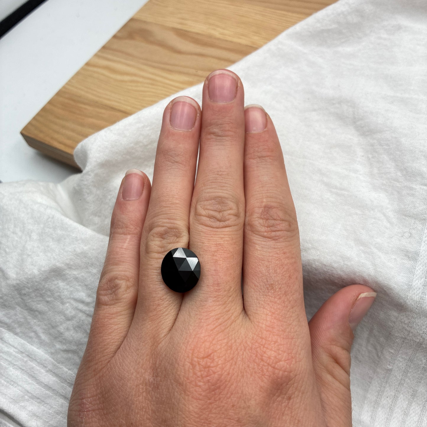 10 carat Black Tektite, Rose-Cut top 13x12.3mm Oval