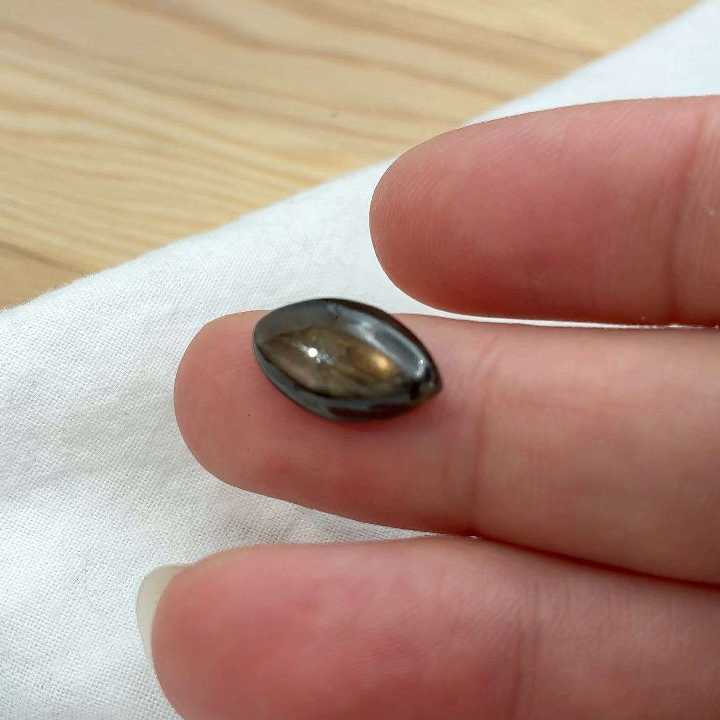 6 carat Black Star Sapphire 15.3x8.6mm Marquise Cabochon