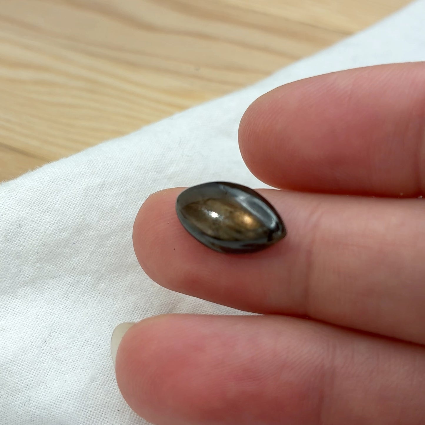 6 carat Black Star Sapphire 15.3x8.6mm Marquise Cabochon