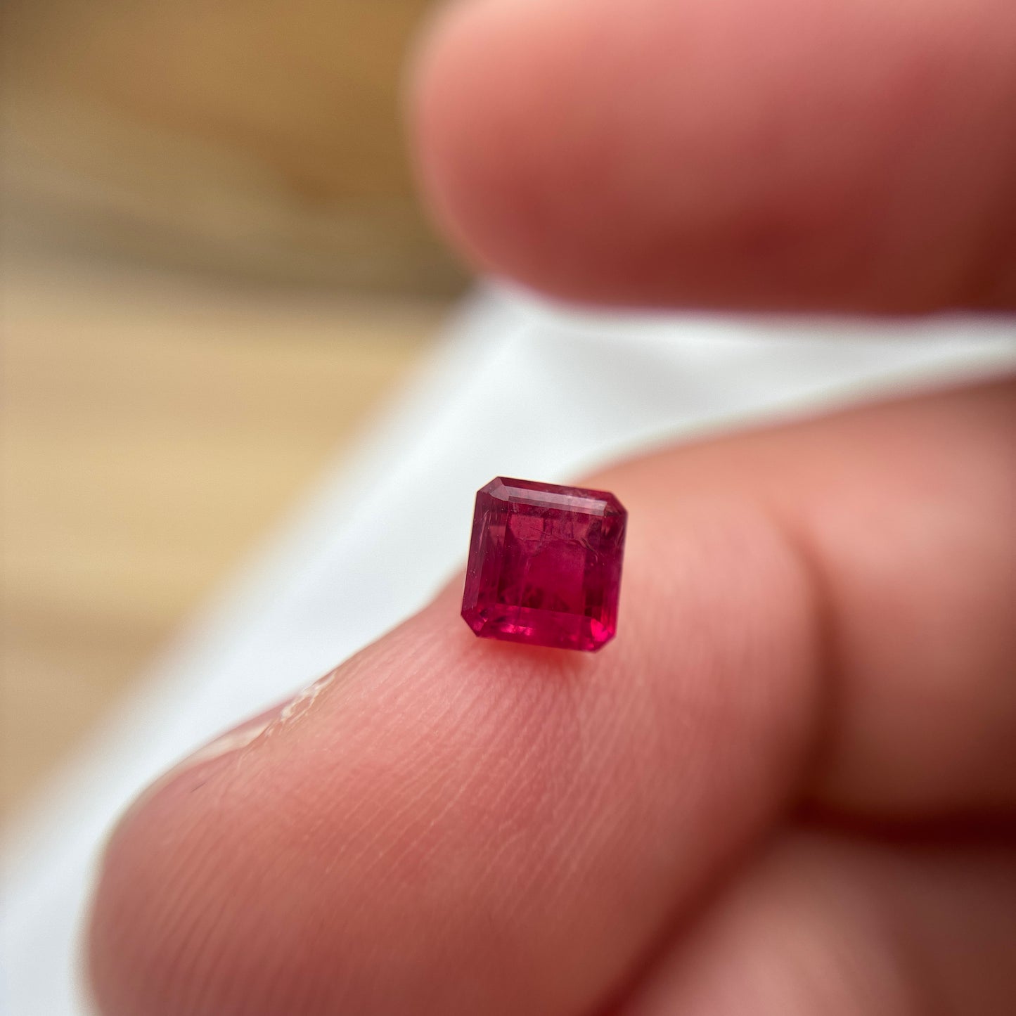 0.66 carat Red Beryl 5mm Square Emerald Cut, Natural Utah Red Beryl, Bixbite