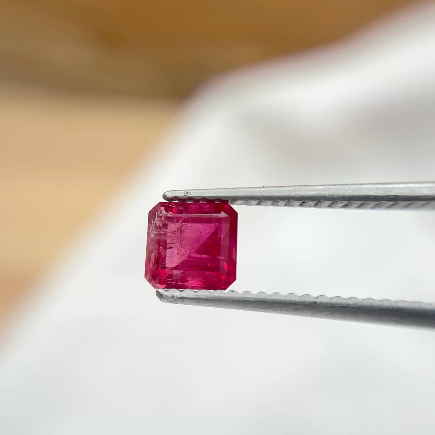 0.66 carat Red Beryl 5mm Square Emerald Cut, Natural Utah Red Beryl, Bixbite