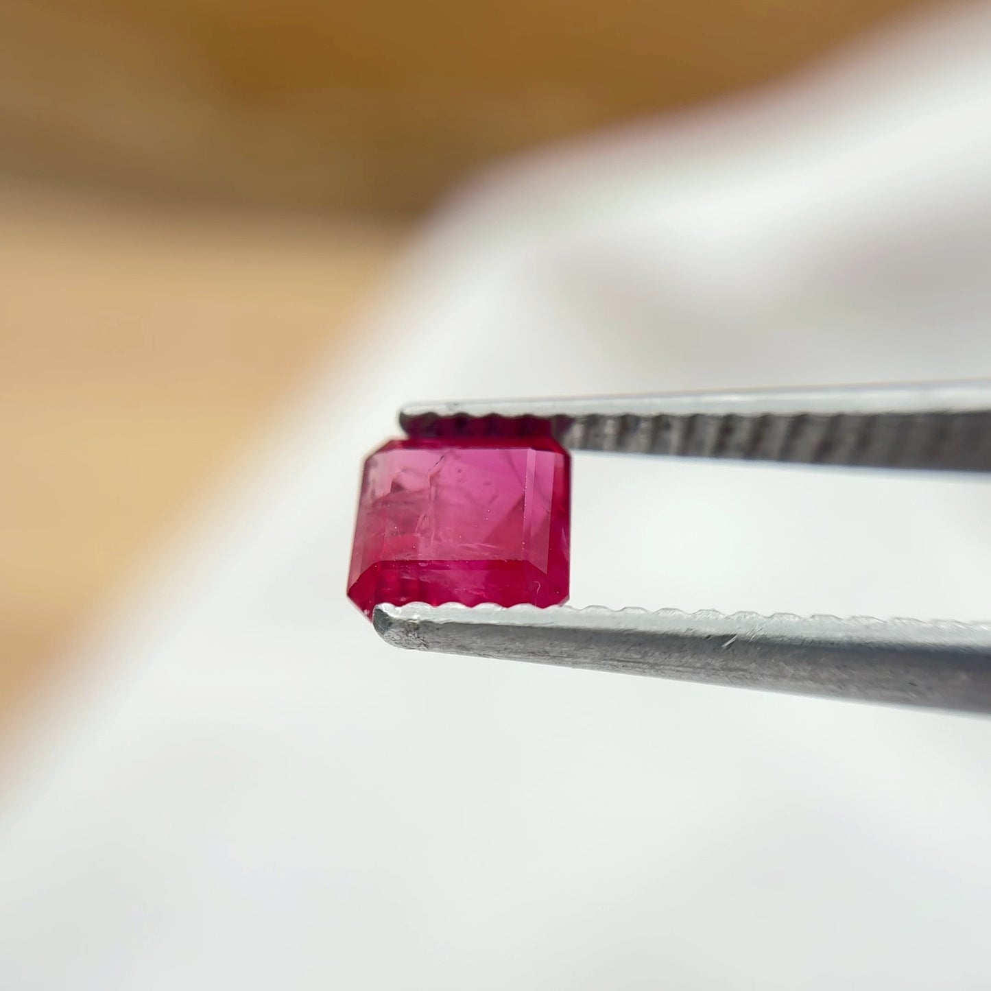 0.66 carat Red Beryl 5mm Square Emerald Cut, Natural Utah Red Beryl, Bixbite