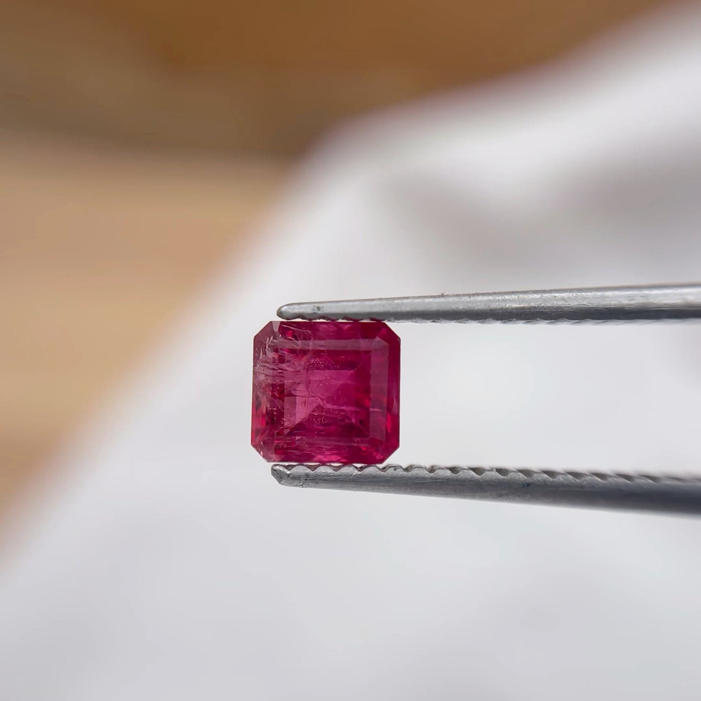 0.66 carat Red Beryl 5mm Square Emerald Cut, Natural Utah Red Beryl, Bixbite