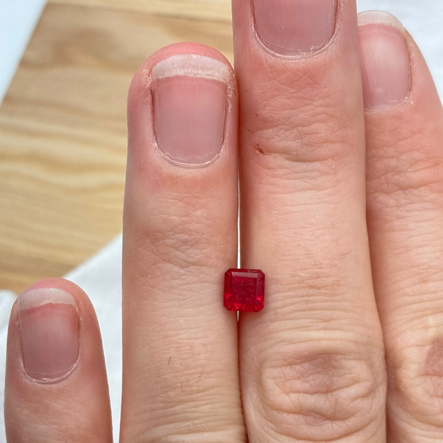 0.66 carat Red Beryl 5mm Square Emerald Cut, Natural Utah Red Beryl, Bixbite