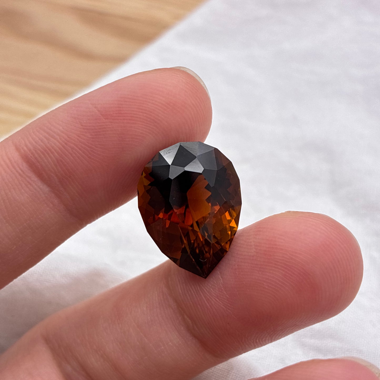 13.7 carat Chocolate Tourmaline 18x13.7mm Pear Cut