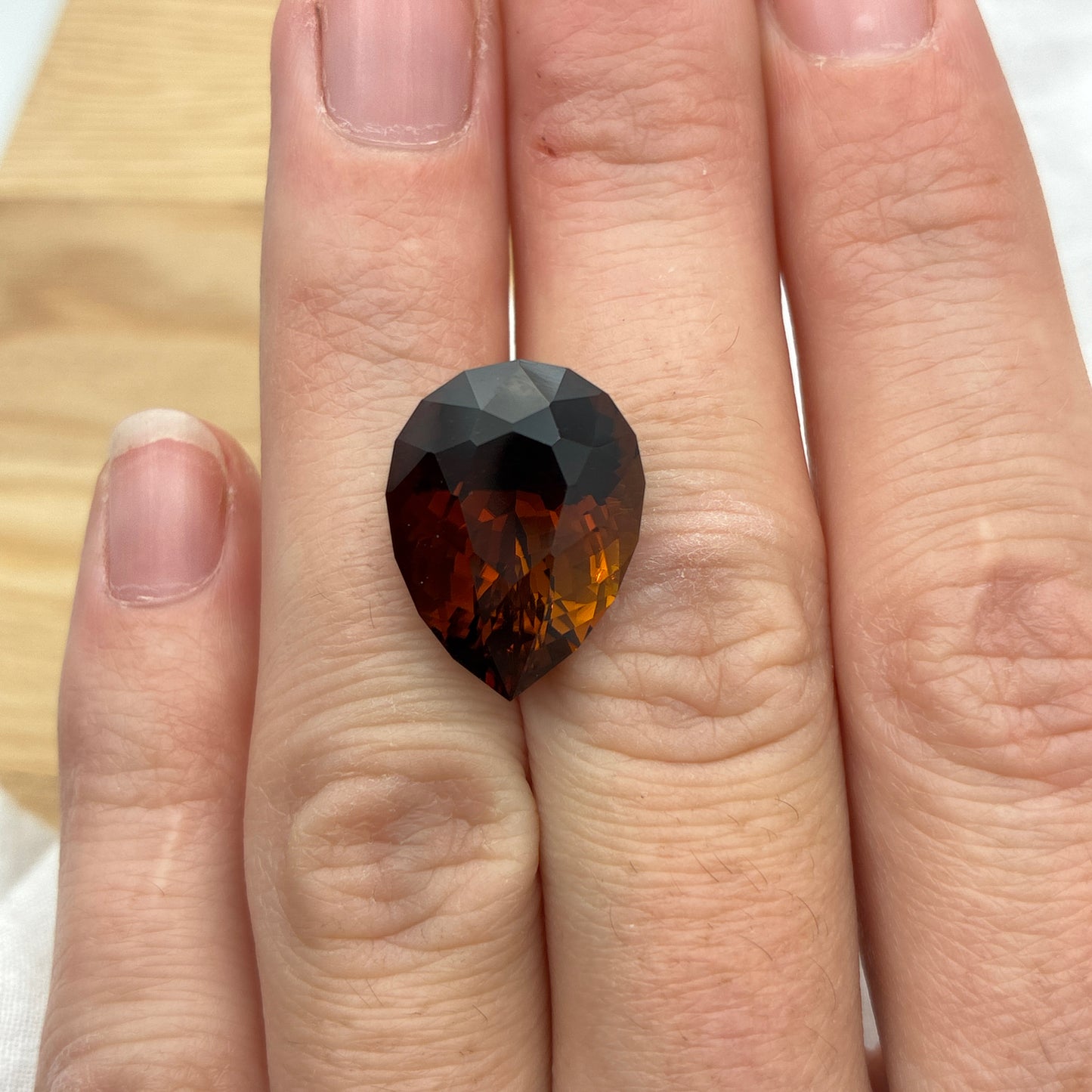 13.7 carat Chocolate Tourmaline 18x13.7mm Pear Cut