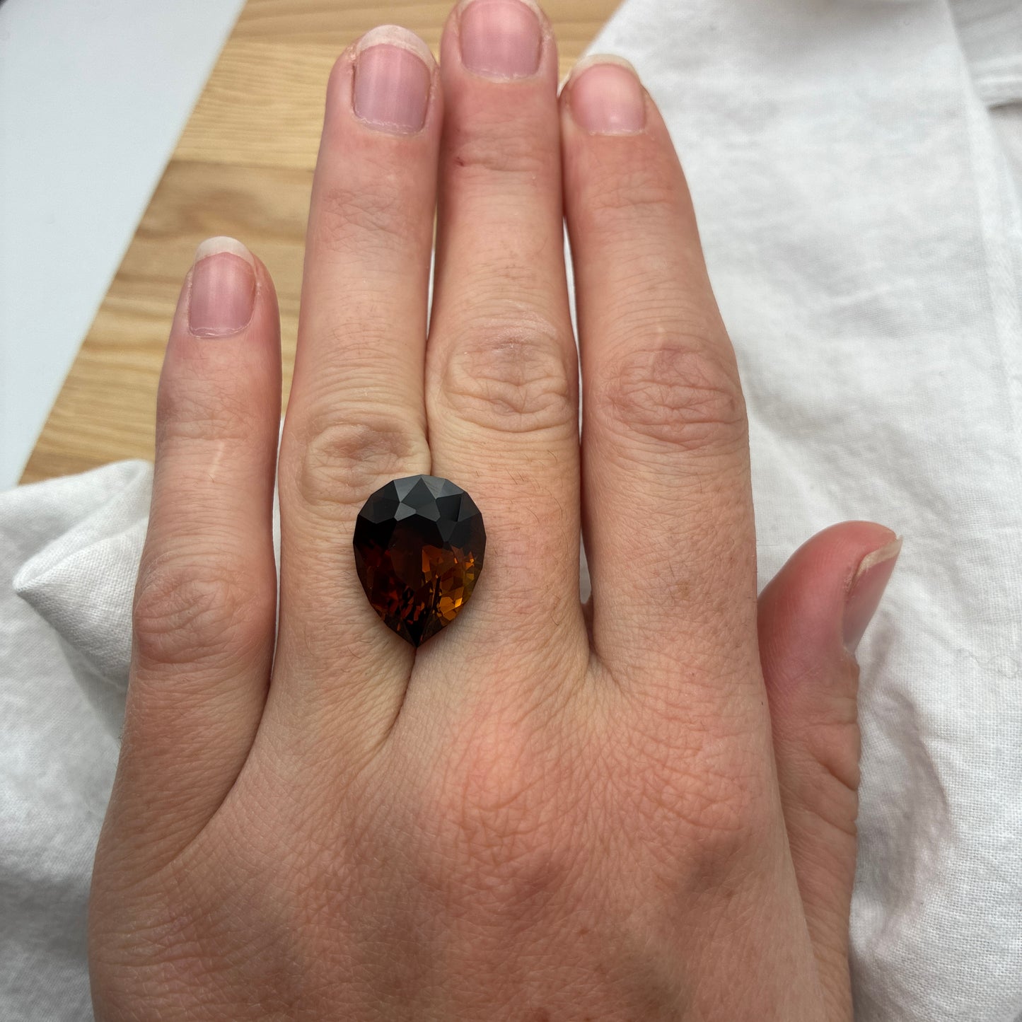 13.7 carat Chocolate Tourmaline 18x13.7mm Pear Cut