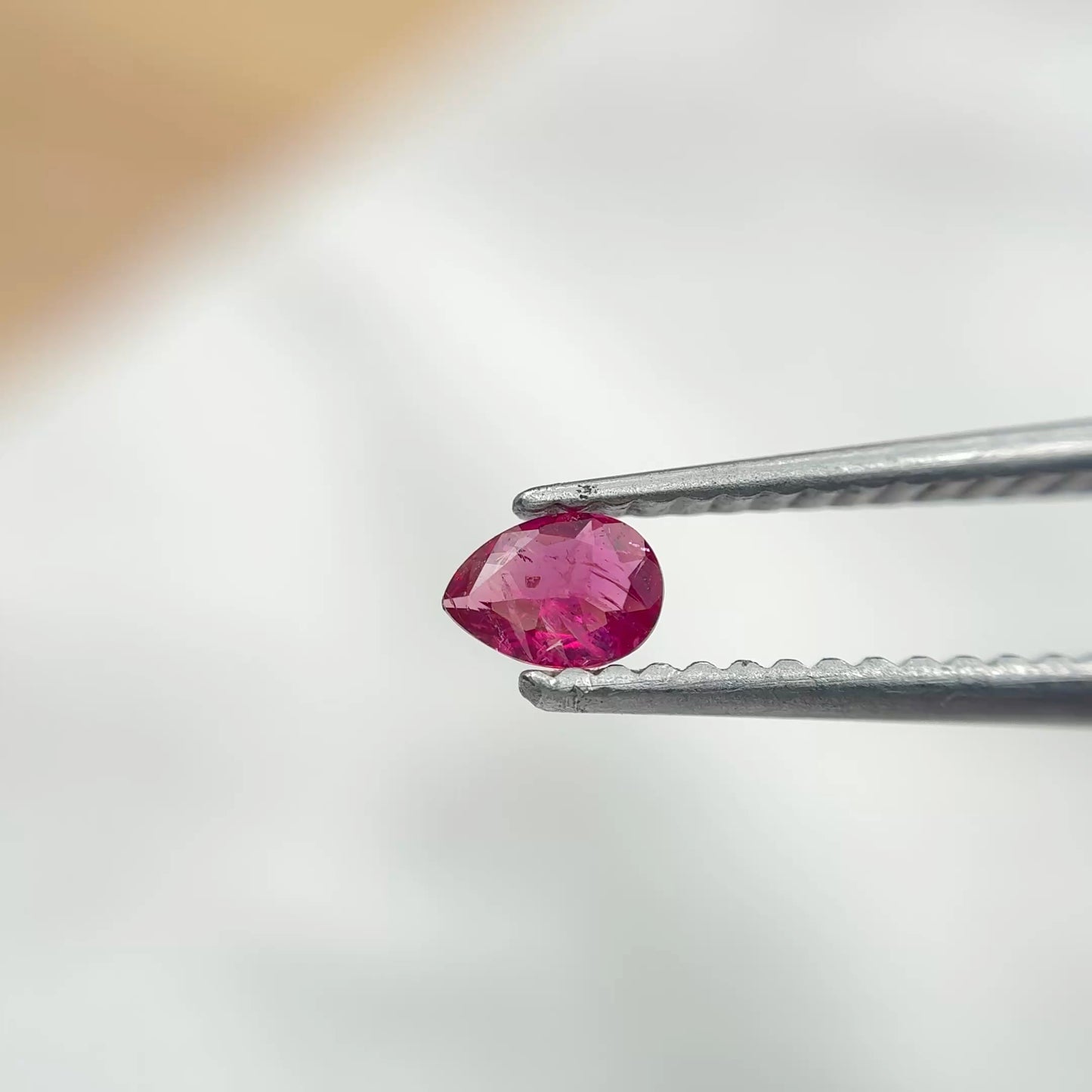 0.10 carat Red Beryl 4.25x3.0mm Pear Cut, Natural Utah Red Beryl, Bixbite