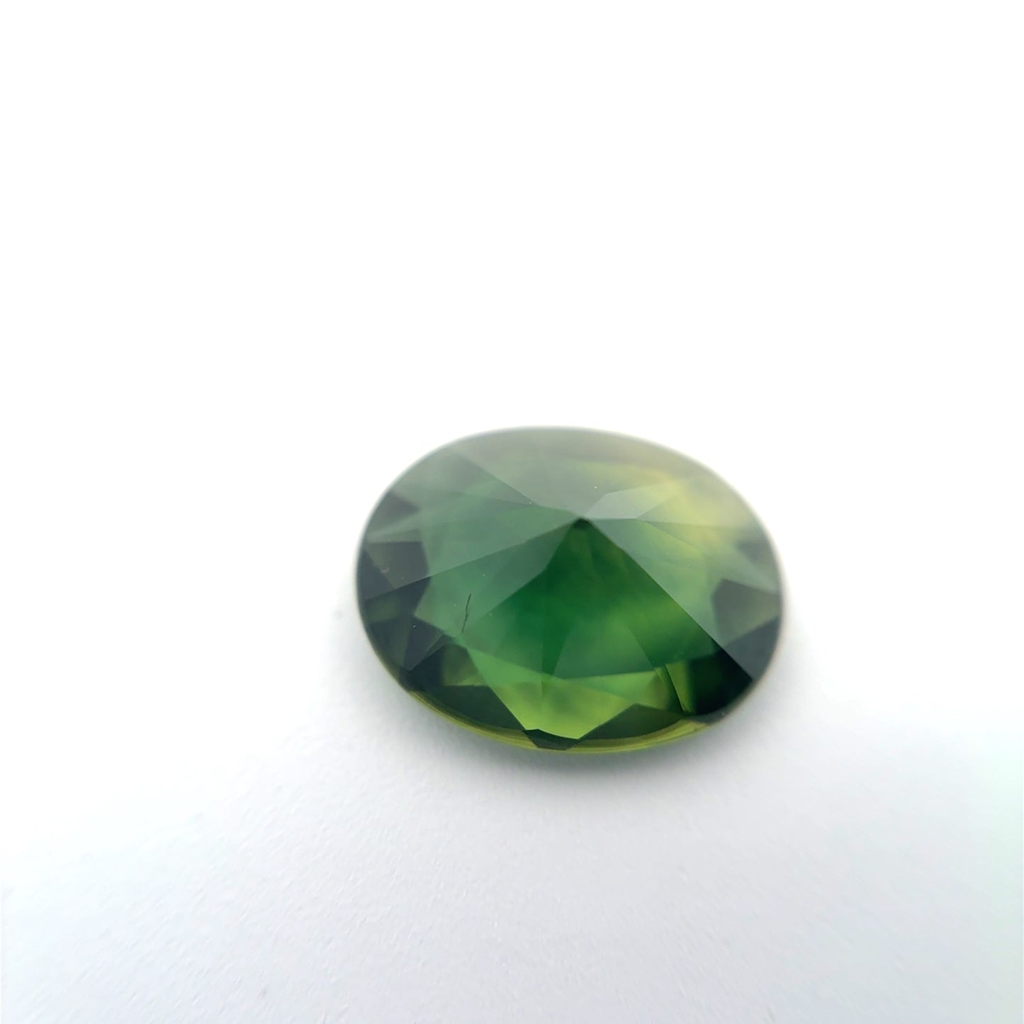 2 carat Green Sapphire 9.25x7.72mm Oval Cut, Heat Treated