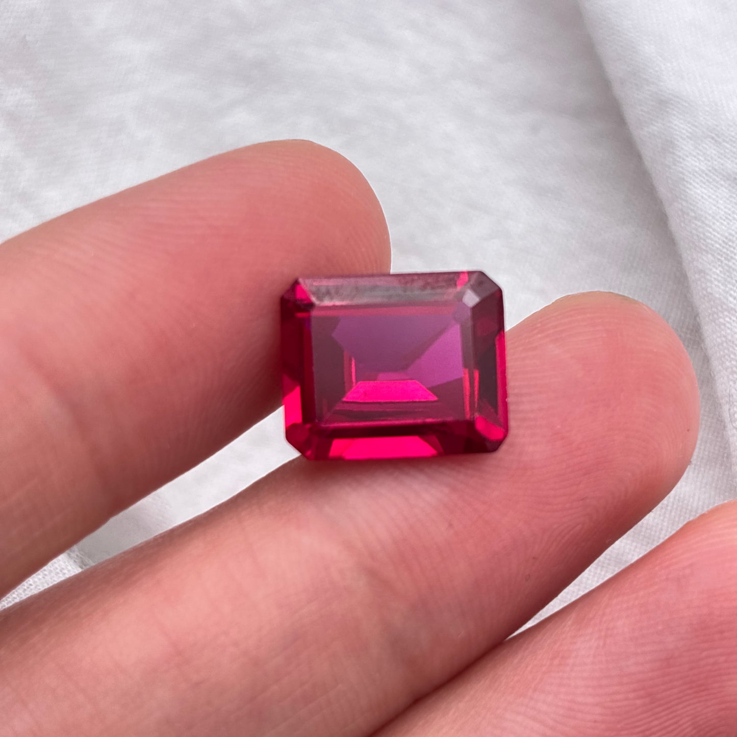 12x10mm Emerald cut Lab Created Ruby, 6.87 carat