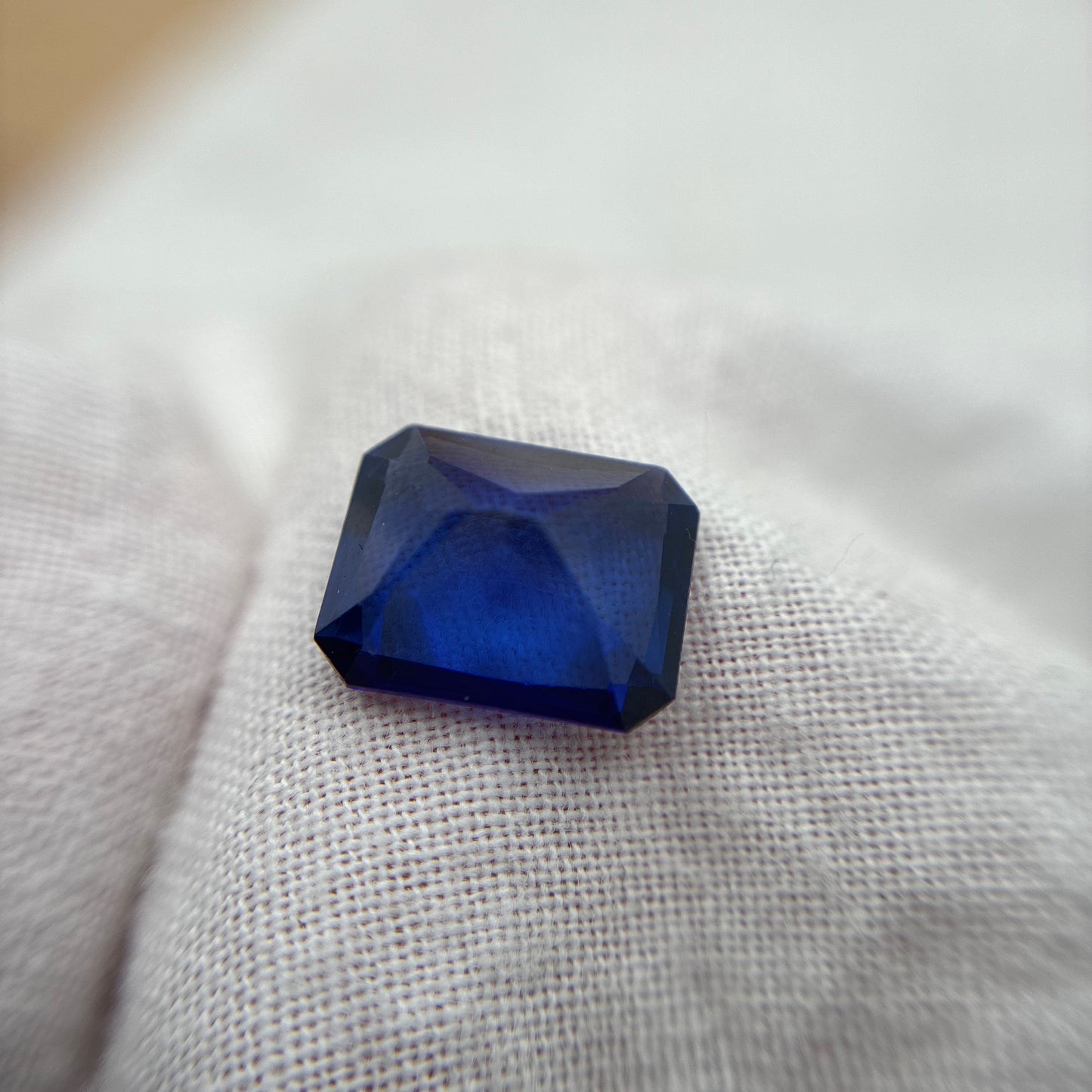 10x8mm Lab Created Blue Sapphire, 3.68 carat Mixed Emerald cut