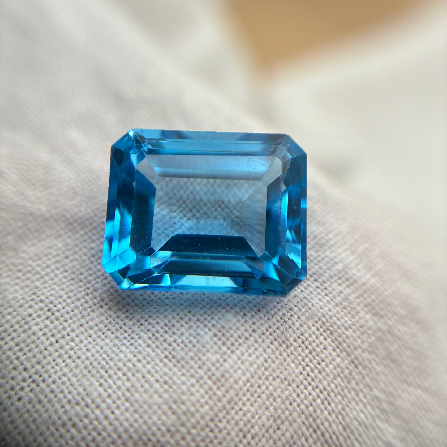 12x10mm Bright Sky Blue Emerald Cut Topaz, 8.71 carat Loose Gem