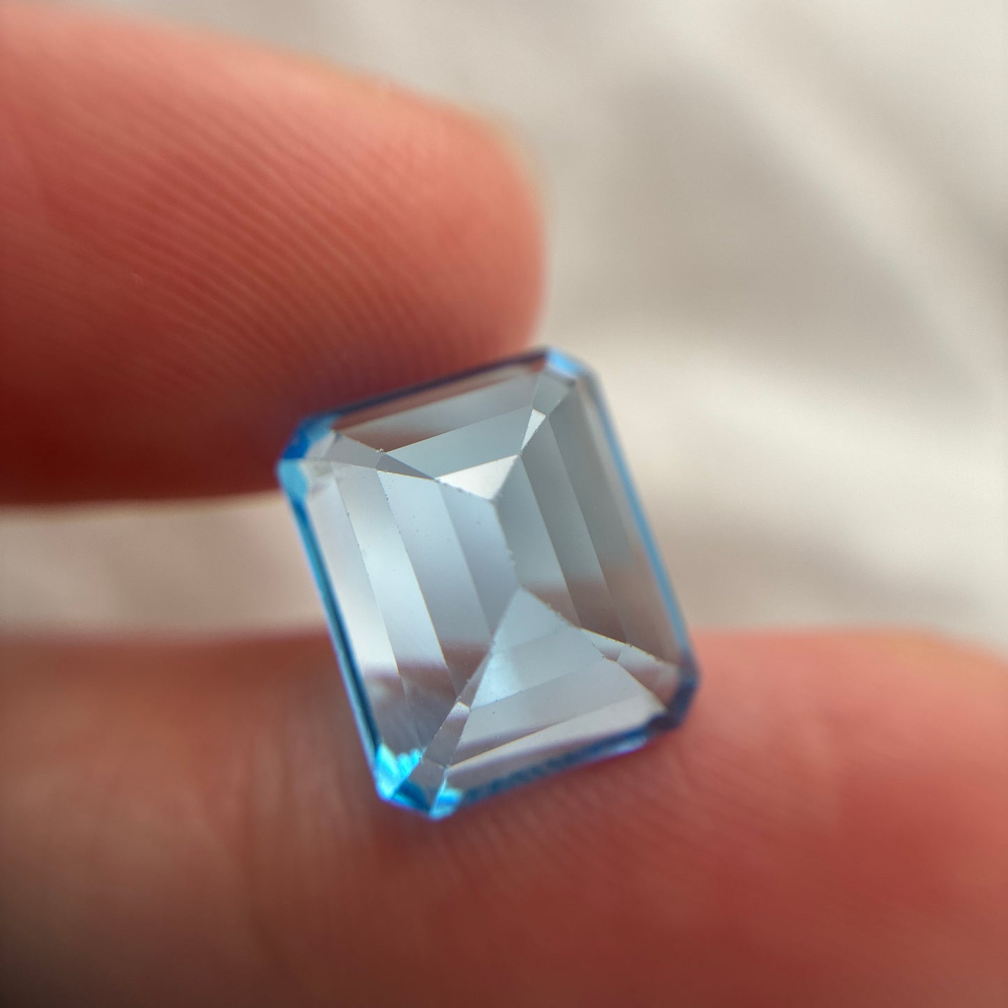 12x10mm Bright Sky Blue Emerald Cut Topaz, 8.71 carat Loose Gem