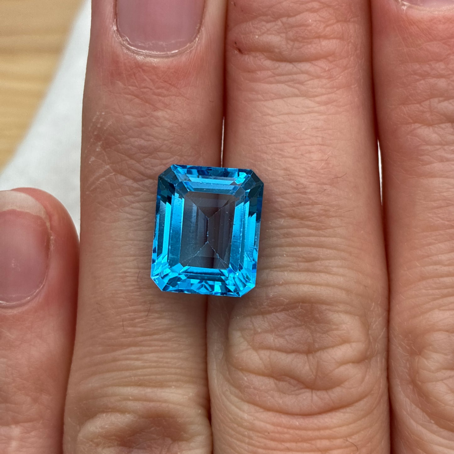 12x10mm Bright Sky Blue Emerald Cut Topaz, 8.71 carat Loose Gem