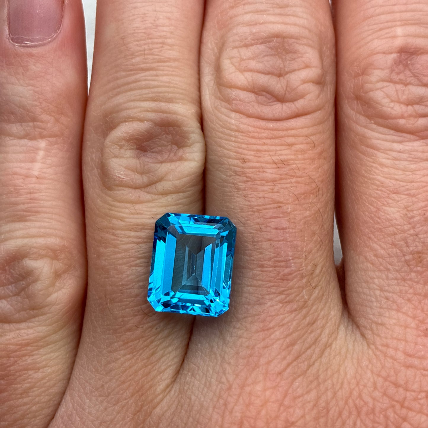 12x10mm Bright Sky Blue Emerald Cut Topaz, 8.71 carat Loose Gem