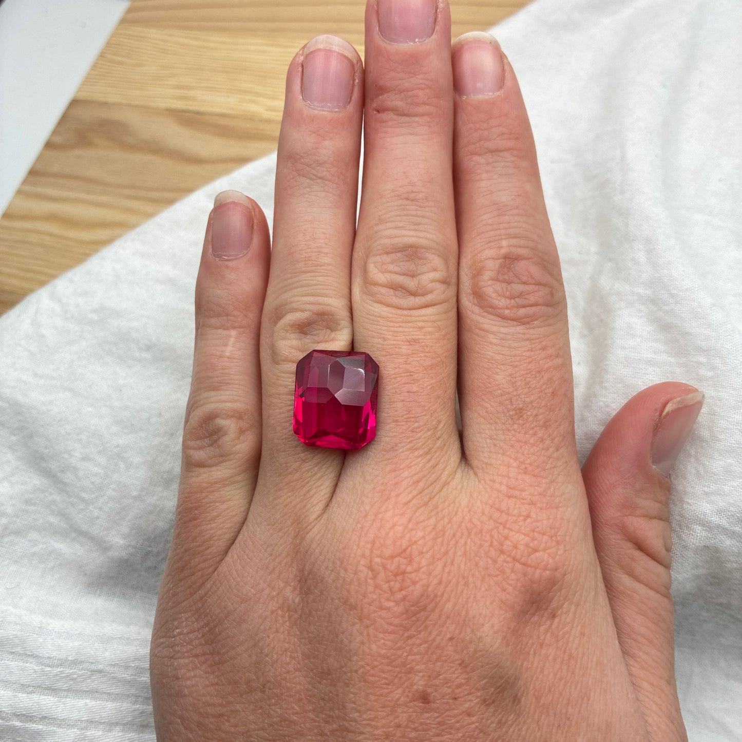 15x13mm Lab Created Red Ruby, 16 carat Recycled Gemstone