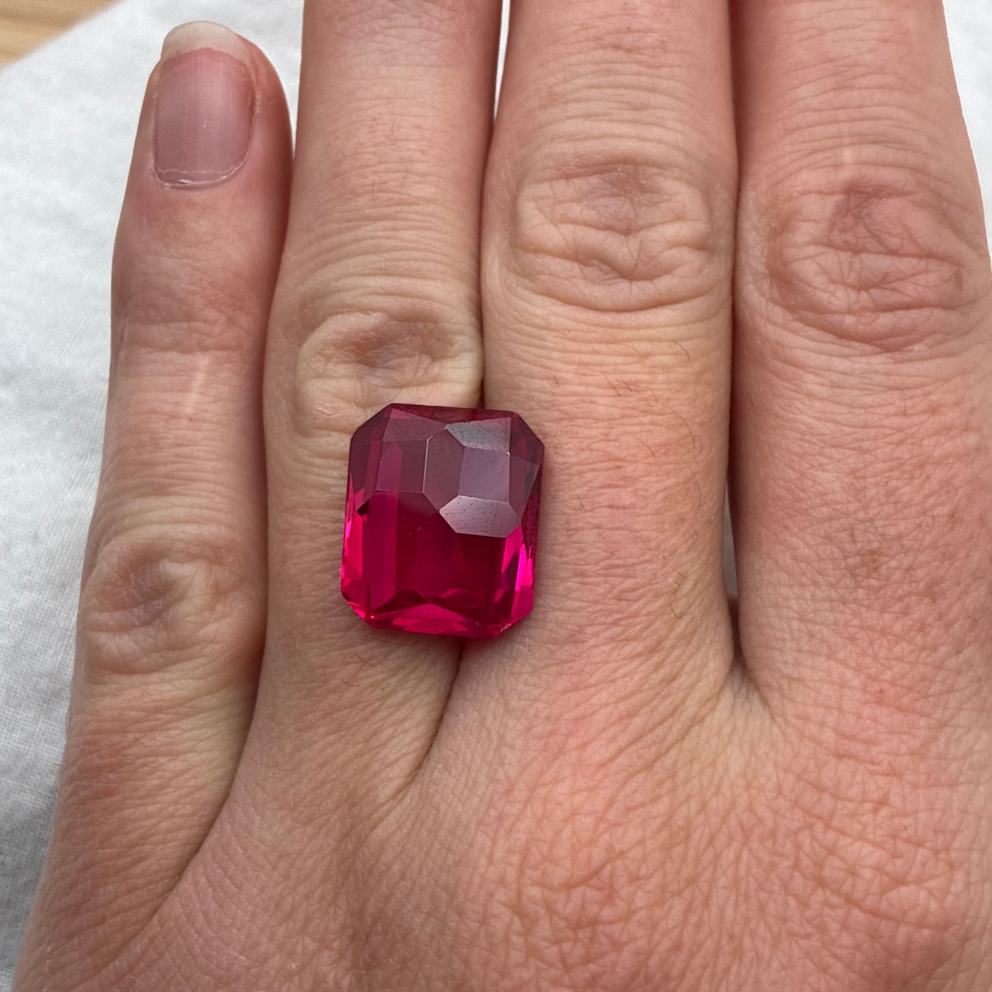 15x13mm Lab Created Red Ruby, 16 carat Recycled Gemstone