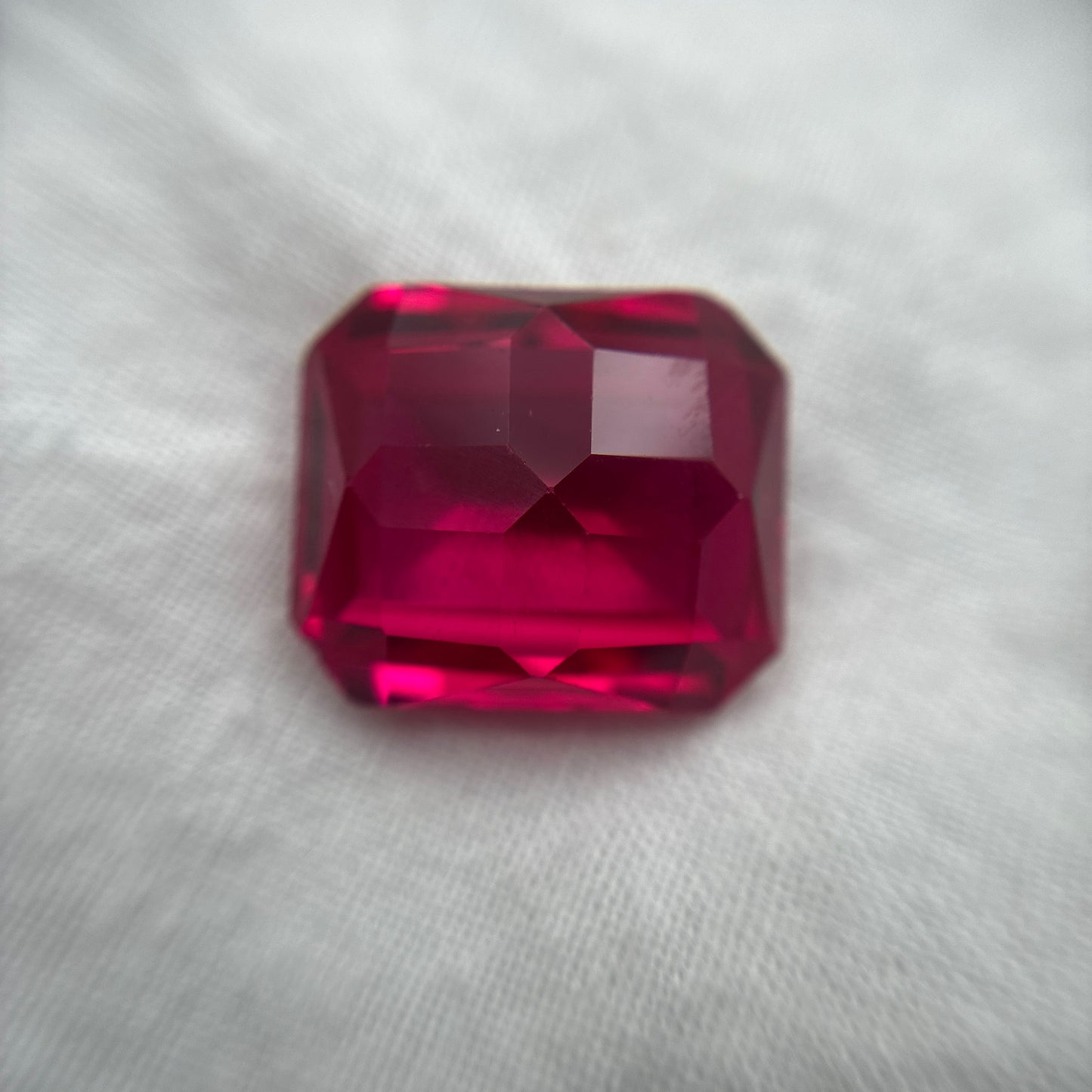 15x13mm Lab Created Red Ruby, 16 carat Recycled Gemstone