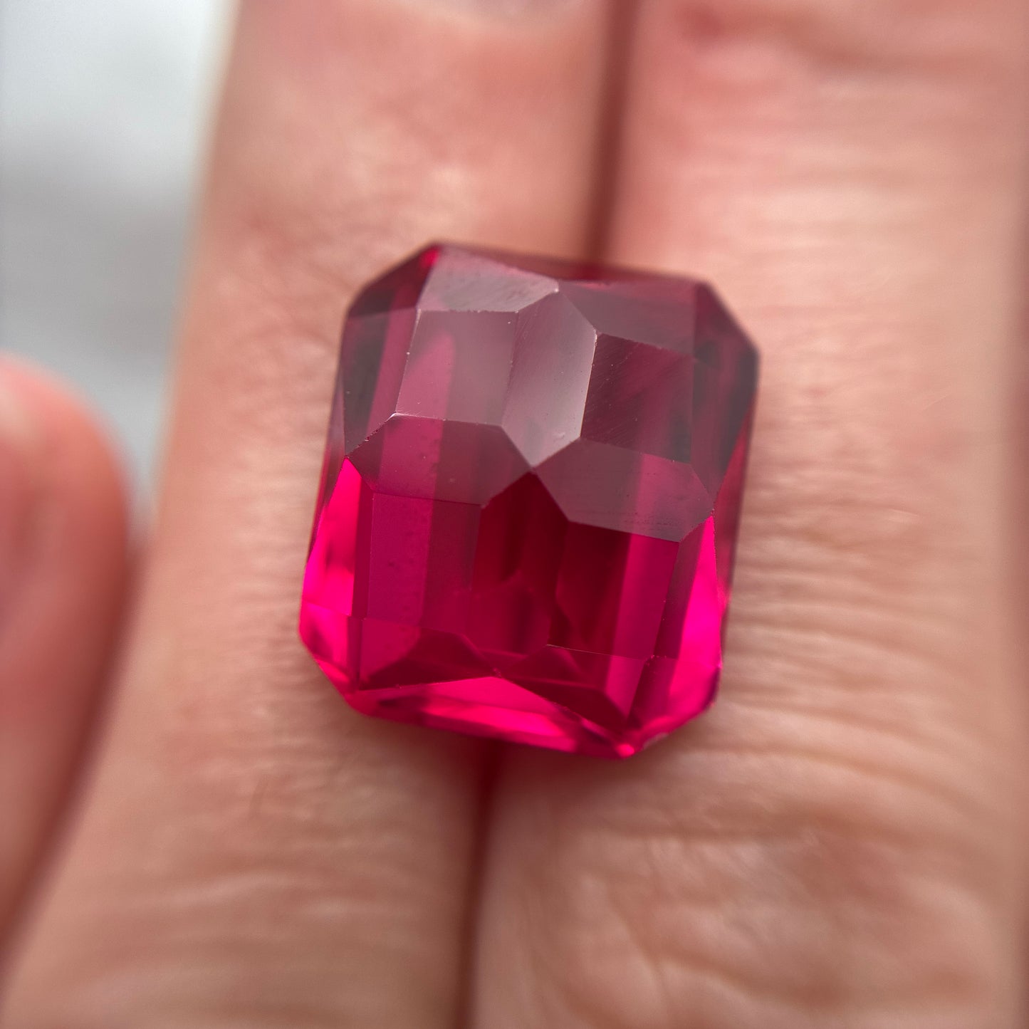 15x13mm Lab Created Red Ruby, 16 carat Recycled Gemstone