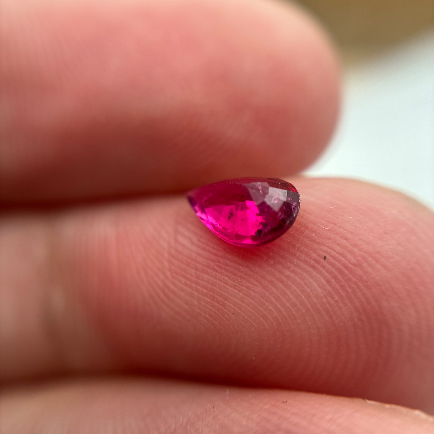 0.63ct Hot Pink Tourmaline, 7.8x4.7mm Pear cut Natural Loose Gemstone