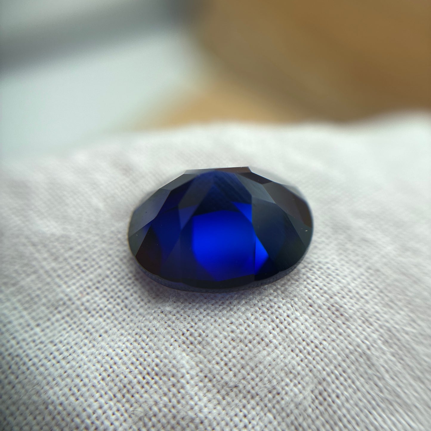12x10mm Oval Cut Blue Lab Sapphire, 6.69 ct Loose Recycled Gemstone