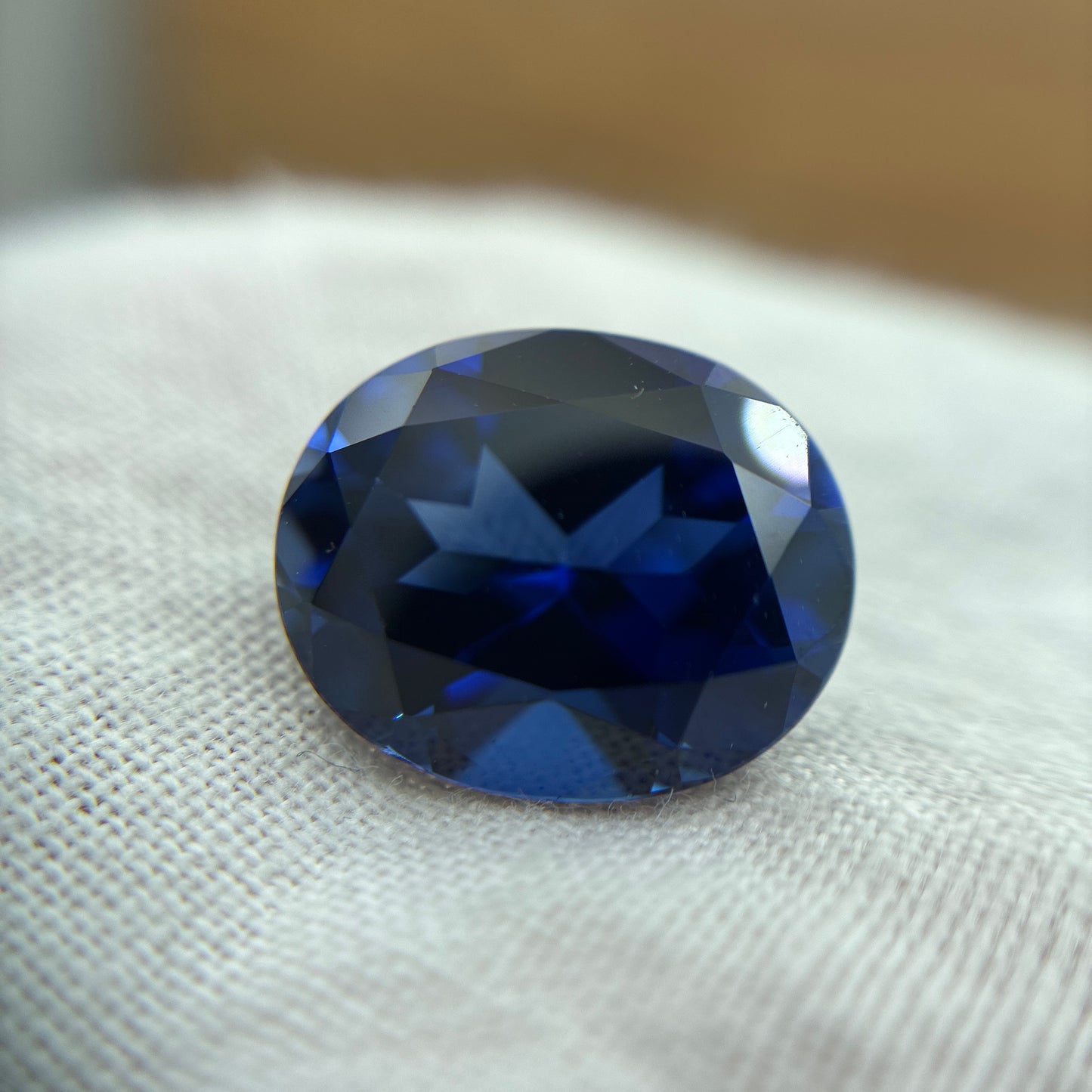 12x10mm Oval Cut Blue Lab Sapphire, 6.69 ct Loose Recycled Gemstone