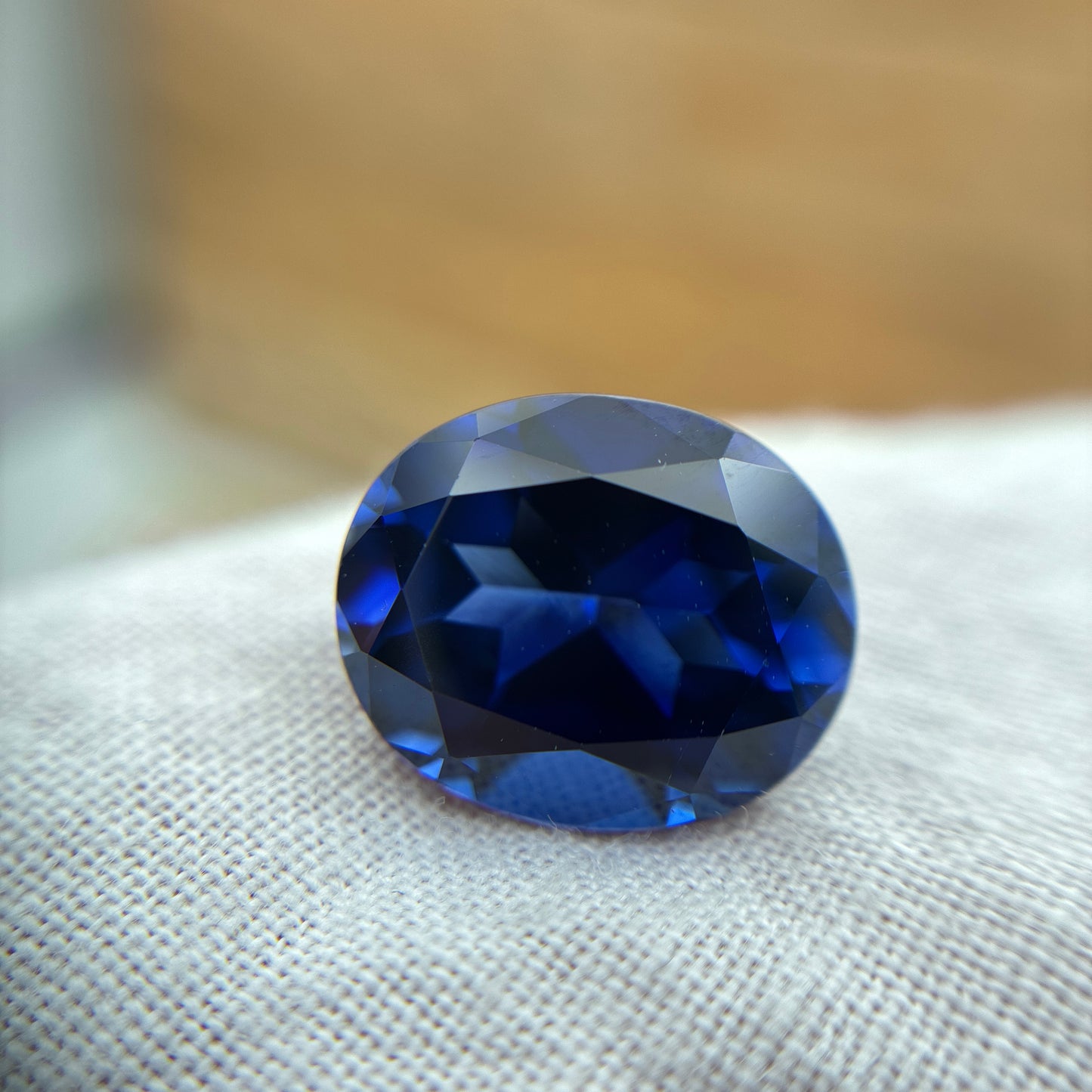 12x10mm Oval Cut Blue Lab Sapphire, 6.69 ct Loose Recycled Gemstone